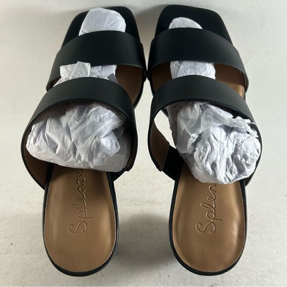 Splendid Camira Women’s Leather Sandals Heeled Slides Black Size 7 M - Picture 5 of 9